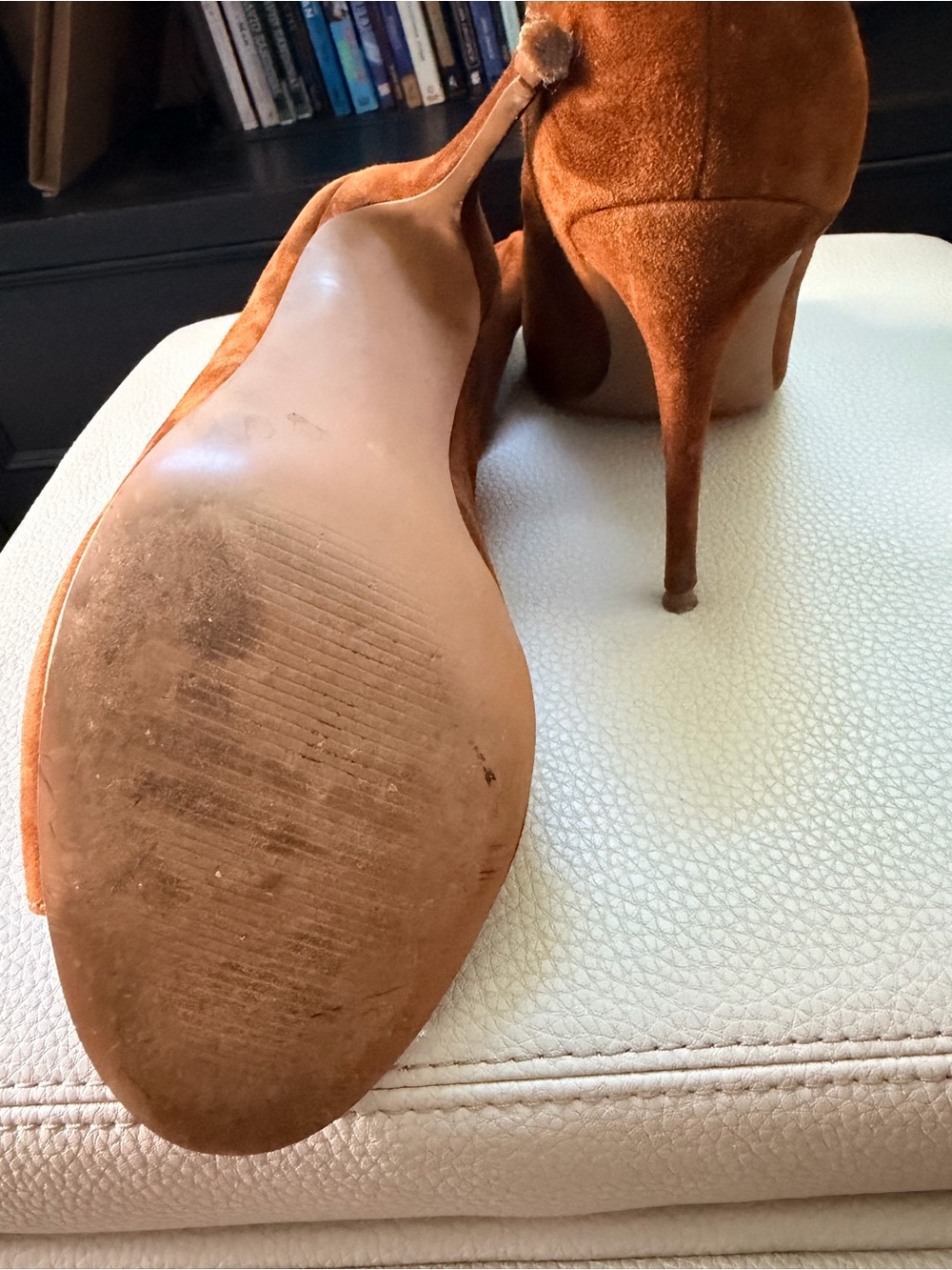 Steve Madden “Surrender” Women’s Rust Suede Slouch Peep-Toe Booties Size 8 - Picture 4 of 5